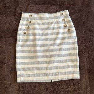 Ann Taylor LOFT gray and white striped skirt
